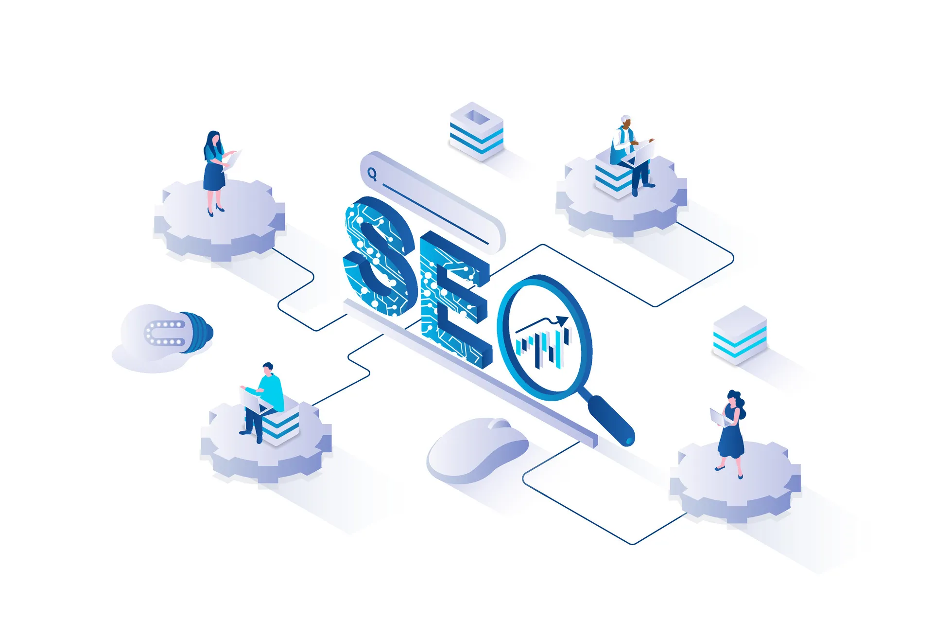 SEO-Optimierung mit Suchmaschine, Website-Daten und Ranking-Analyse